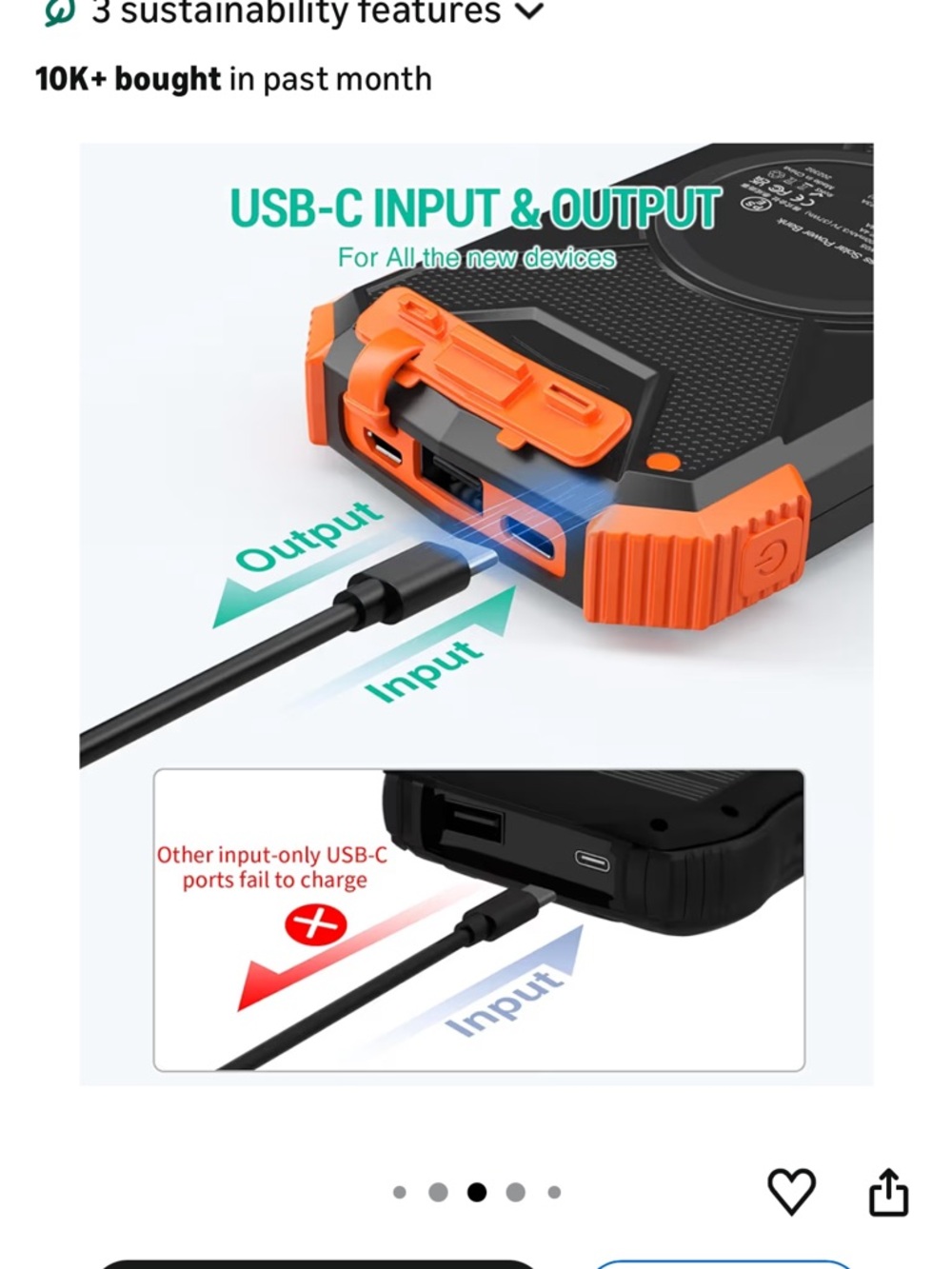 Blavor Solar Power Bank with Wireless Charging - Black & Orange NWT - Picture 4 of 10